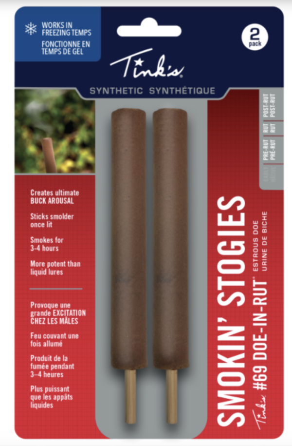 Tink’s Synthetic #69 Doe-in-Rut Estrous Doe Urine Smokin’ Stogies ~ 2 per pack